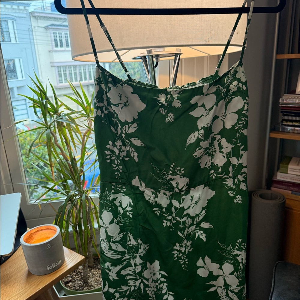 Reformation Green and White Floral Dress